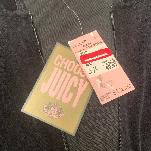 NWT Juicy Couture Classic Black Hoodie - Picture 2 of 2